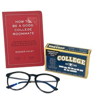Off to College Bundle- Lot of 3. Book, magnetic poetry set, blue light glasses